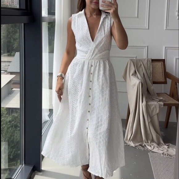 Zara Dresses & Skirts - Zara NWT openwork embroidered midi dress 3017/653
